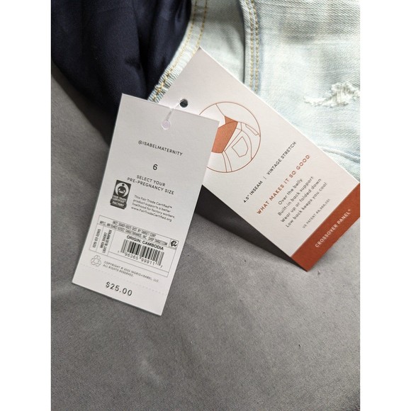 Women's Isabel Maternity Over Belly Jean Shorts Light Wash - Picture 6 of 12